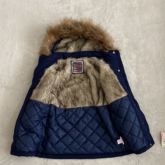 (NWT) Justice Big Girl’s Navy Hooded Parka Jacket, Size: (6/7) - Picture 14 of 16